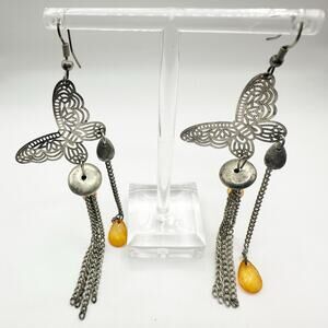 Butterfly Earring Dangle Drop Boho Bohemian Hippie Hipster 70s Pierced Set